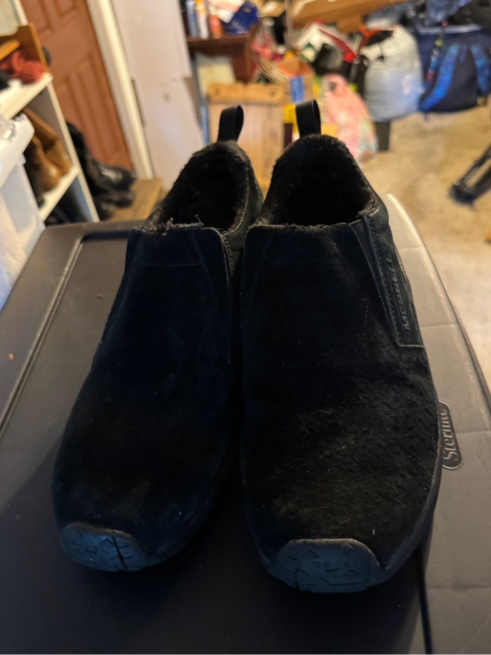 Men's Merrell Jungle Moc Slip-On Casual Shoes in Black